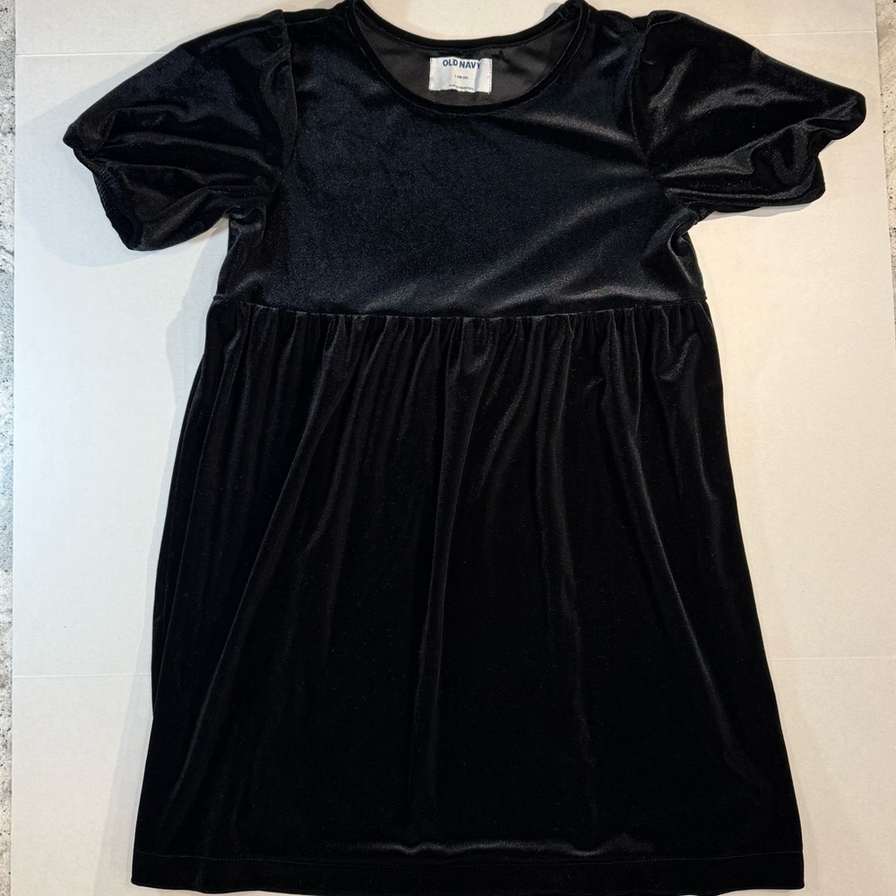 Girls Old Navy Black Velvet Dress size L 10/12